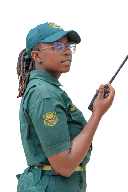 ARN Security Consultants and Training Services LTD guard holding a radio
